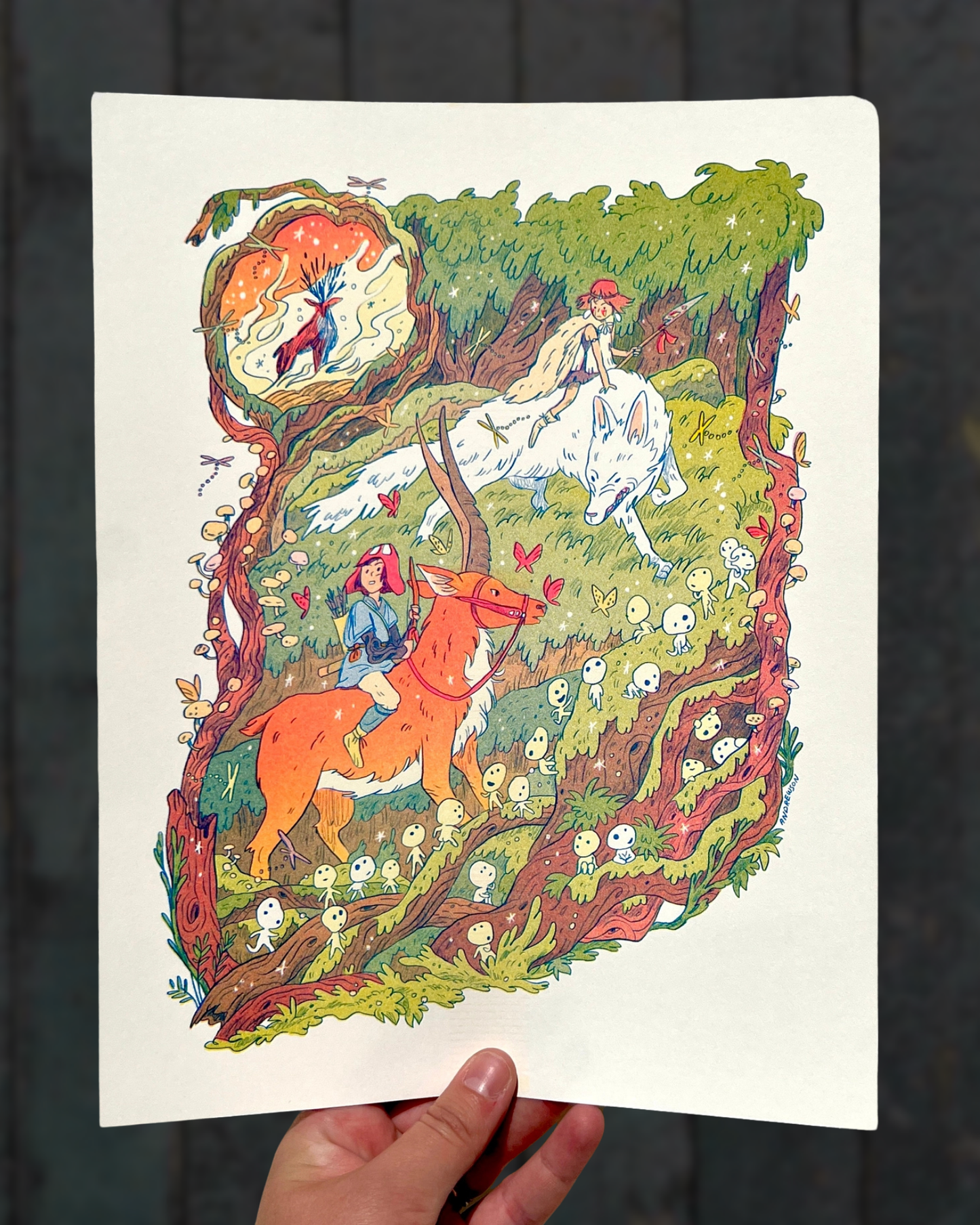 Riso Print - Princess Mononoke