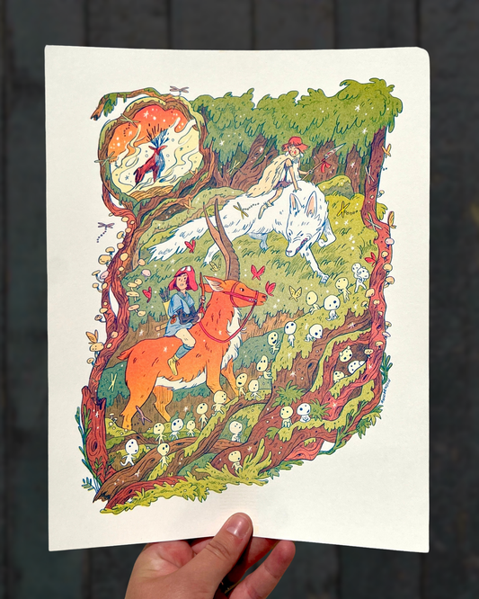 Riso Print - Princess Mononoke