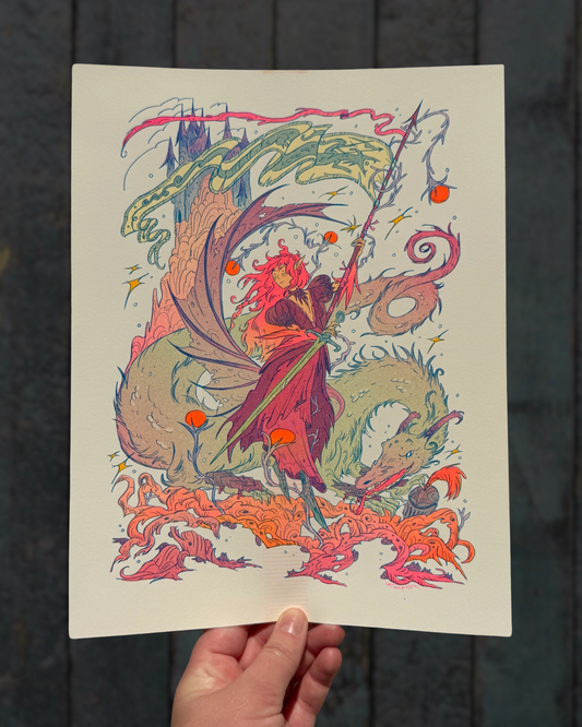 Riso Print - Dragon Warrior