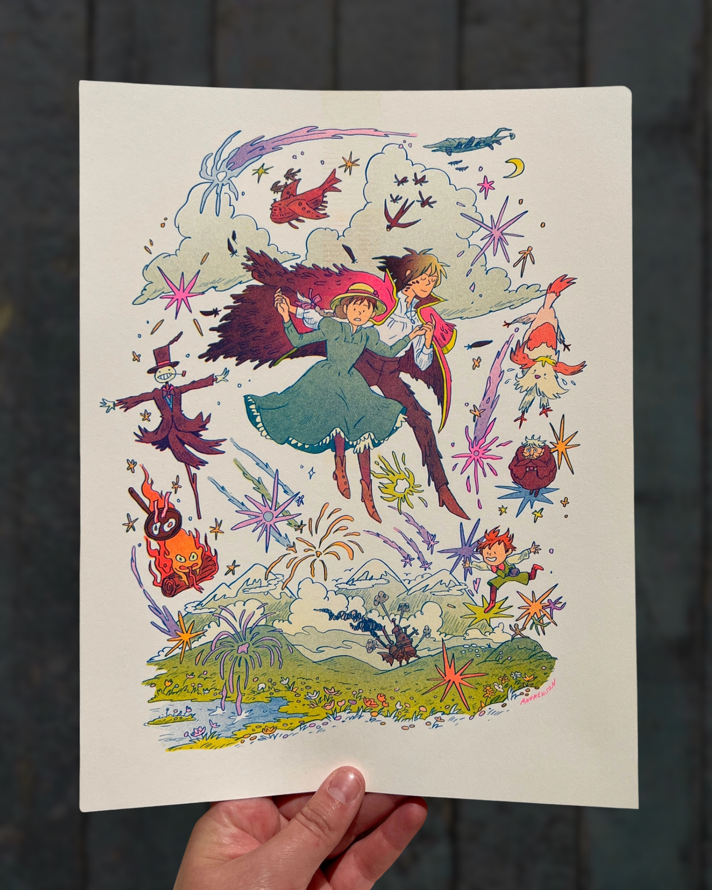 Riso Print - Howl’s Moving Castle