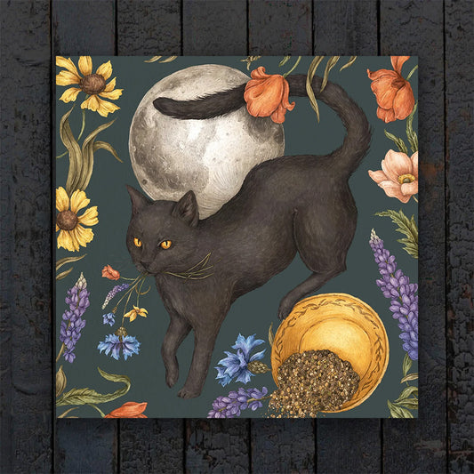 Print - Full Moon & Black Cat