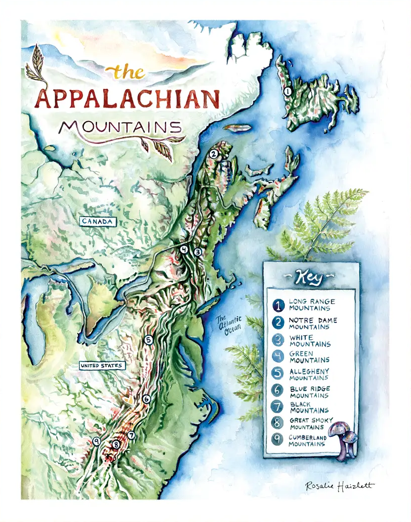 Print - Appalachian Mountains Map