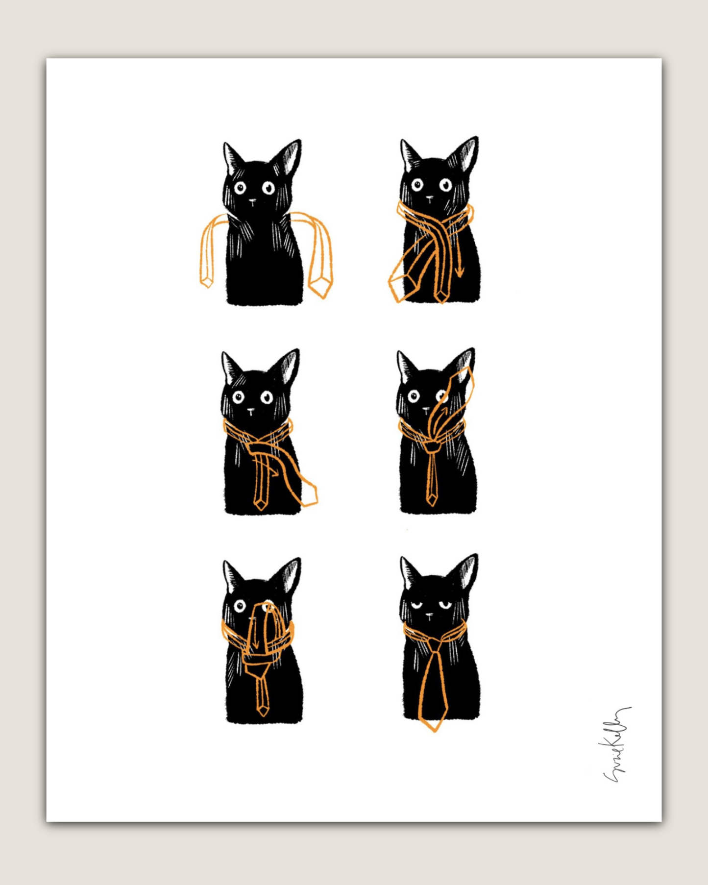 8x10 Print - Cat Tie